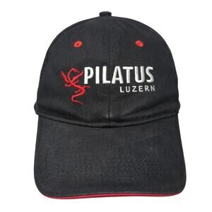 Pilatus Luzern Globus Slideback Baseball Cap Black One Size Adjustable 6 Panel